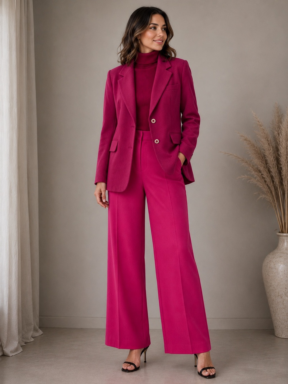 Banana Republic Vibrant Pink Wide Leg Pants size 6 petite